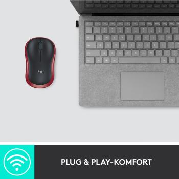 Logitech M185 Wireless Maus Rot – Optisch 1000 DPI USB beidhändig